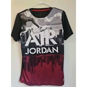 Air Jordan Shirt Kids XL Black Short Sleeve Crew Neck Graphic Boys 13-15 YRS